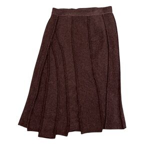 Brown Wool Maxi Sweater Skirt Boho Luxe Warm Knit Women's Italian Asymmetrical